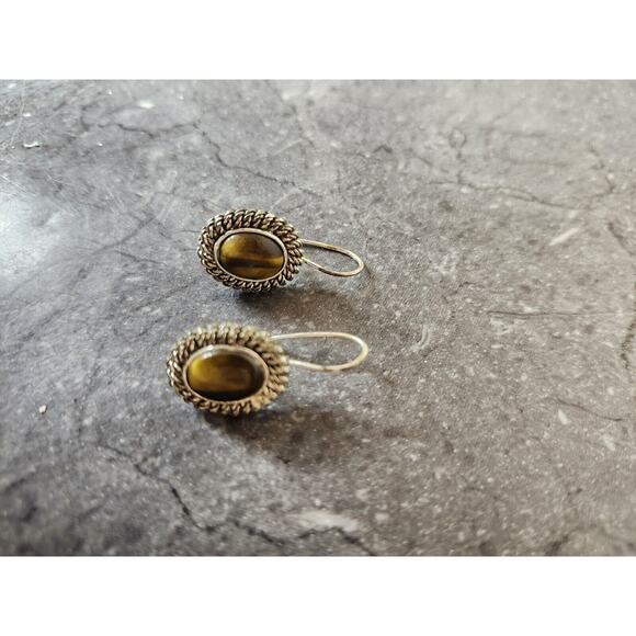 Vintage Avon Tiger's Eye Dangle Earrings‎ - Picture 4 of 5